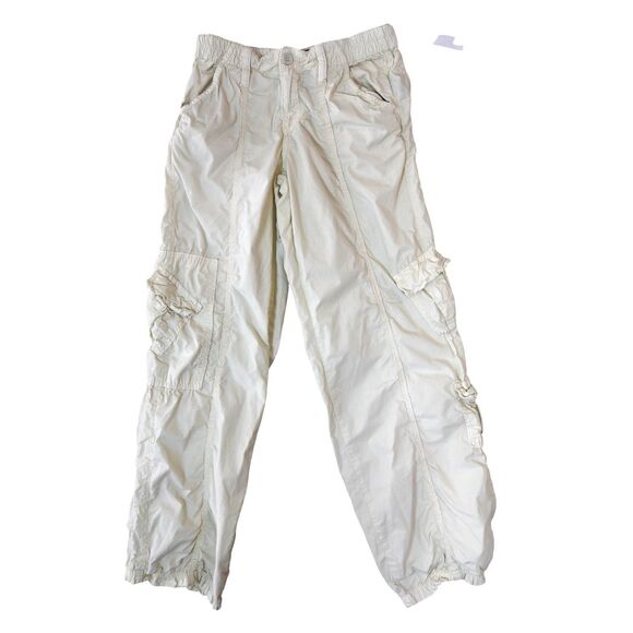 BDG Y2K Cargo Pants Khaki Cream Low-Rise Elastic Waist Wide Leg S - Picture 1 of 9